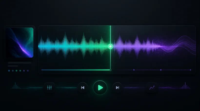 A song waveform with a visible AI music extension marker