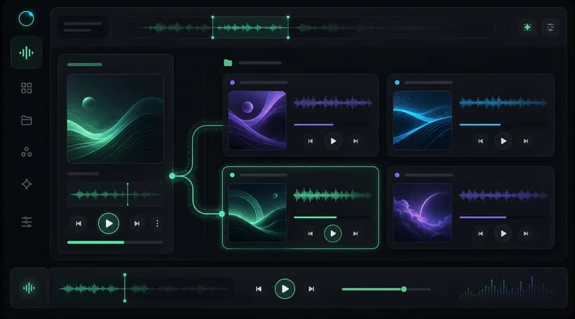 Extended song results organized inside a music workspace
