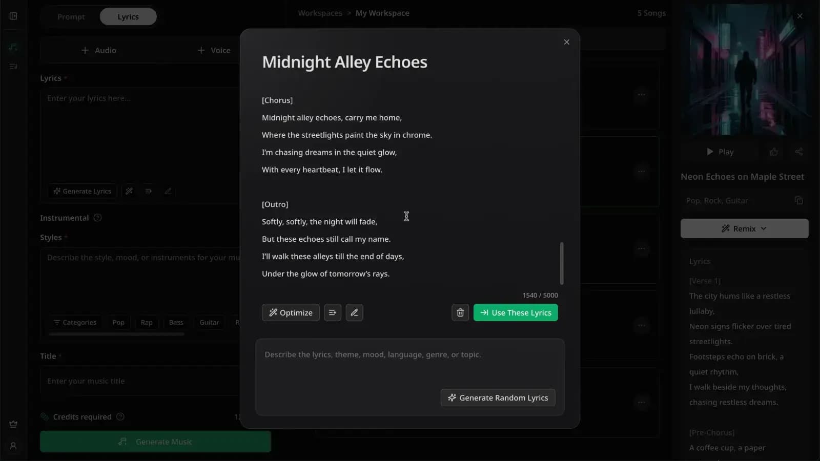 AI lyrics to music generator