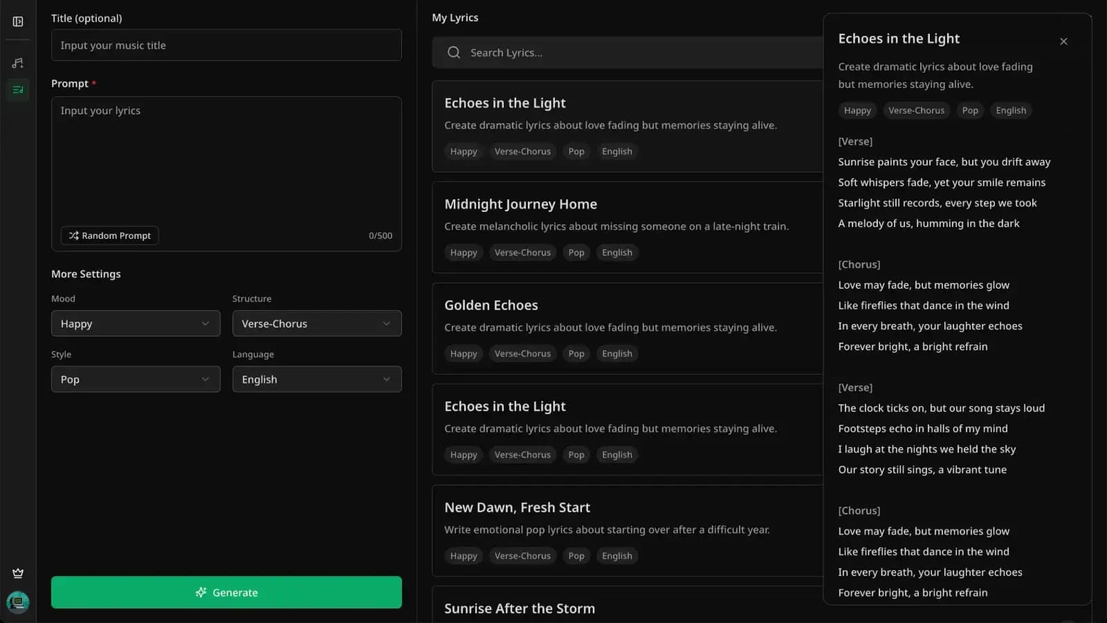 AI lyrics generator