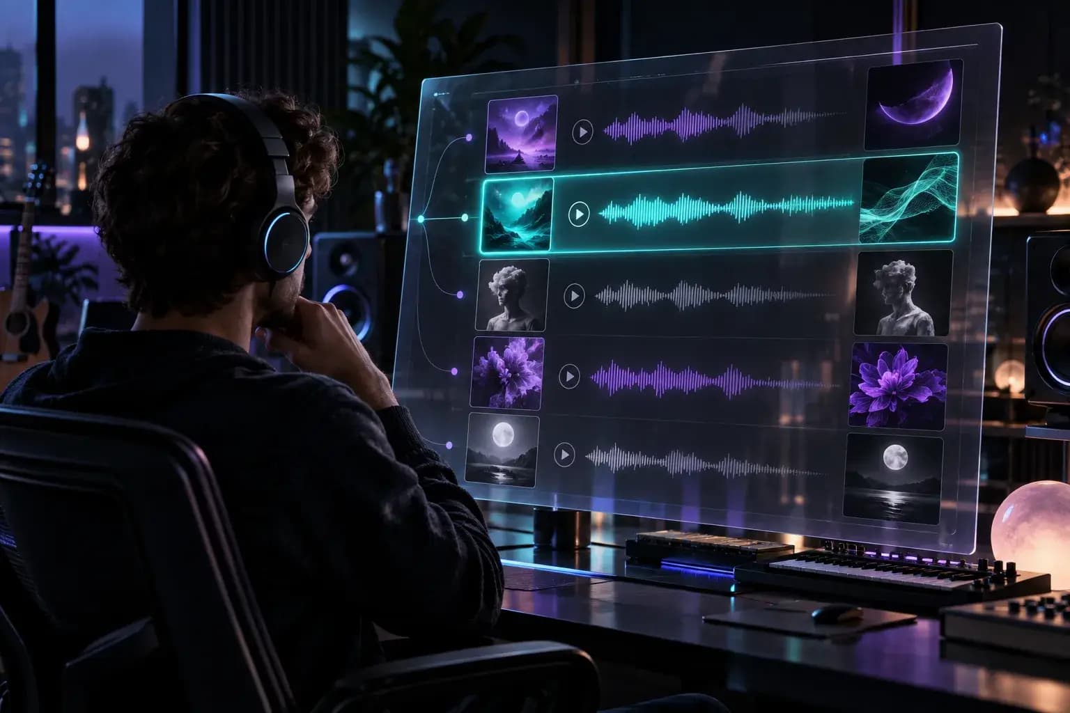 Creator reviewing generated songs in a music workspace